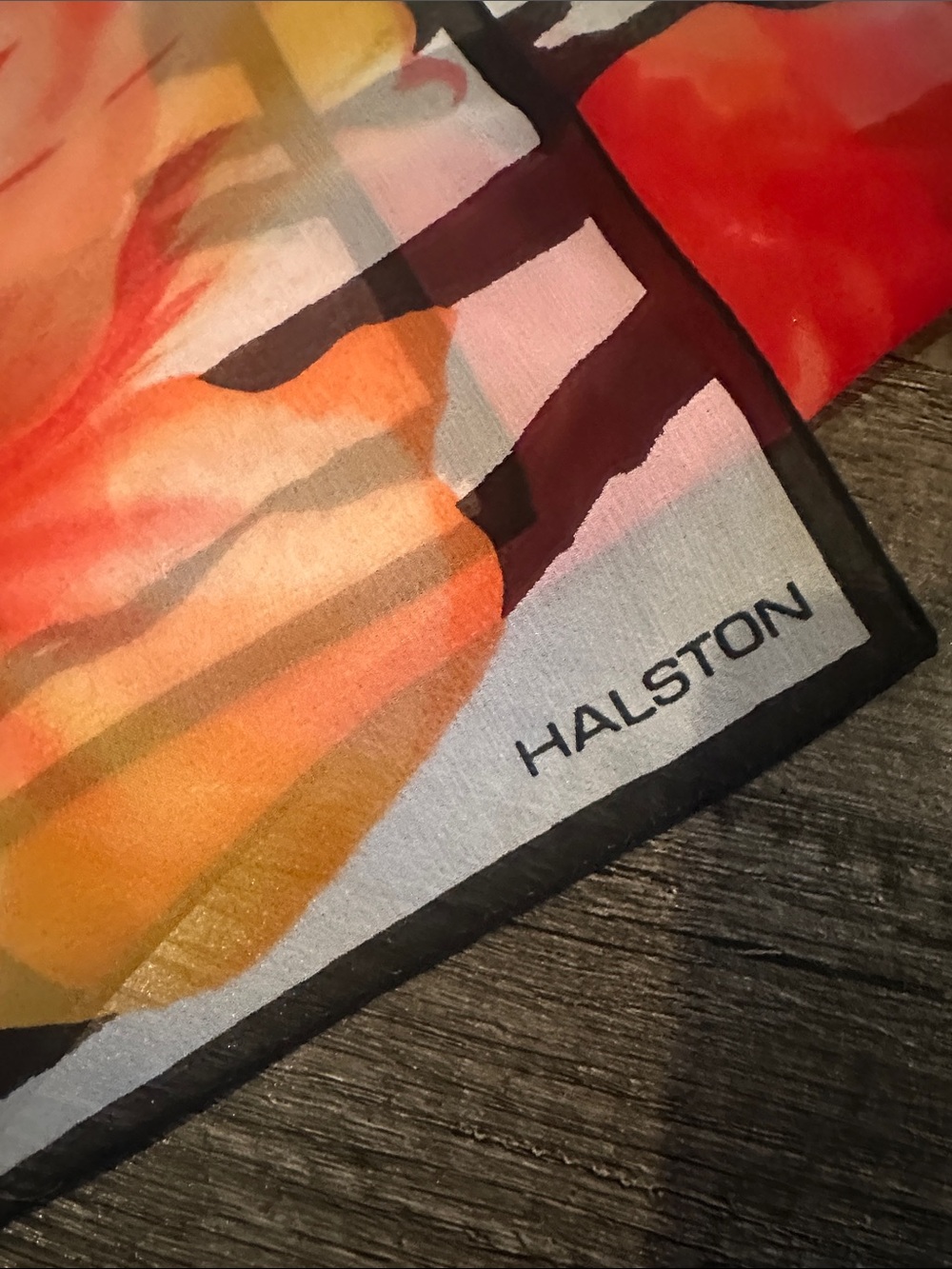Halston Peony Zebra Sheer Silk Scarf